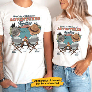 Here's To A Lifetime Of Adventures Together - Personalized Unisex T-shirt, Hoodie, Sweatshirt - Gift For Couple, Husband Wife, Anniversary, Engagement, Wedding, Marriage, Camping Gift