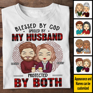 Blessed By God, Spoiled By My Husband - Gift For Couples, Personalized Unisex T-shirt, Hoodie.