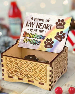 A Piece Of My Heart Is At The Rainbow Bridge - Personalized Music Box - Gift For Pet Lovers
