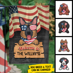 Welcome To The Dog's House - 4th Of July Decoration - Personalized Dog Flag.