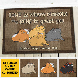 Where Someone Runs To Greet You - Personalized Decorative Mat - Gift For Pet Lovers