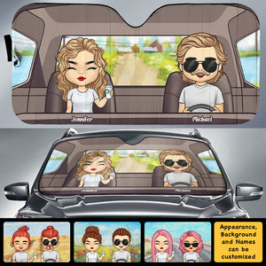 Couple Driving - Personalized Auto Sunshade - Gift For Couples, Husband Wife
