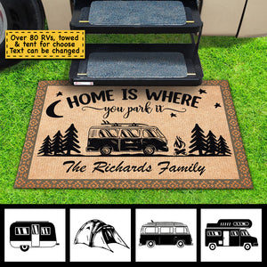 Home Is Where You Park It - Personalized Decorative Mat.