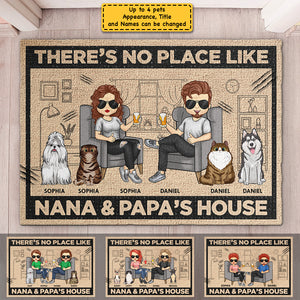 There's No Place Like Nana & Papa's House - Gift For Couples, Husband Wife, Personalized Decorative Mat