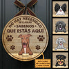 El Perro Sabe Que Estás Aquí - Letrero De Puerta De Perro Personalizado Y Divertido, Funny Personalized Dog Door Sign Spanish