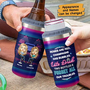 Let's Drink & Forget All Our Troubles - Personalized Can Cooler - Gift For Bestie