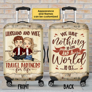 Have A World To See - Personalized Luggage Cover - Gift For Couples, Husband Wife