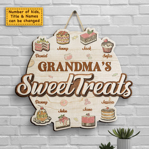 Grandma's Sweet Treats - Personalized Shaped Wood Sign - Gift For Grandma, Grandparents