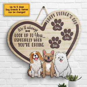 I'll Always Look Up To You - Personalized Shaped Wood Sign - Gift For Dad, Gift For Father's Day