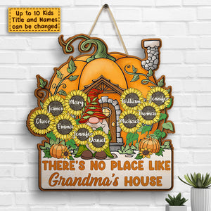 There's No Place Like Grandma's House - Personalized Shaped Wood Sign - Gift For Grandma, Grandparents
