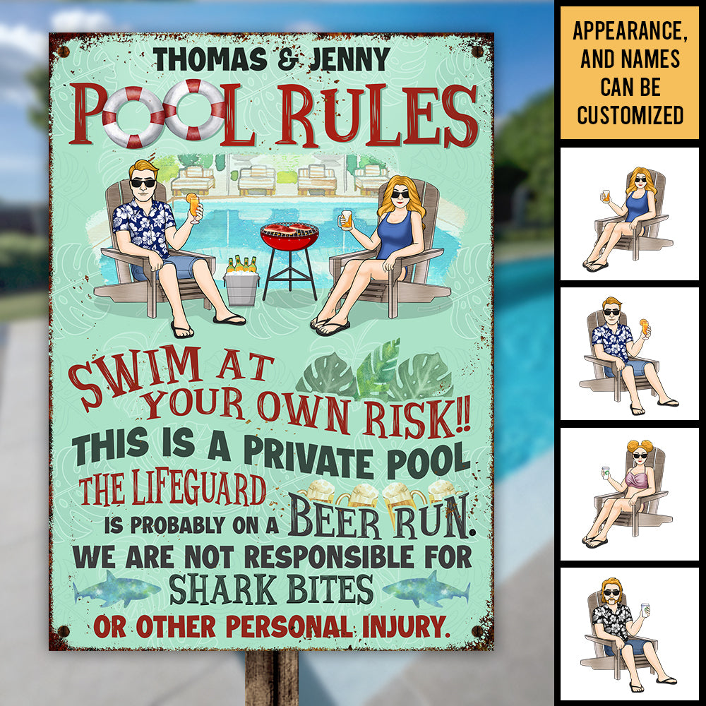 Man Cave Deco Retro Metal Tin Sign Swim At Your Own Risk Lifeguard Is Drunk Again Pool Sign Funny Shop Home Pool Posters Wall Decoration