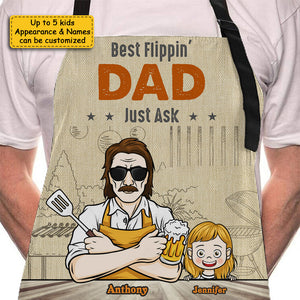 Best Flippin' Dad - Personalized Apron - Gift For Dad, Grandpa