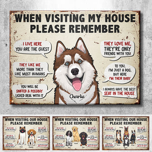 Remember These Rules When Visiting Our House - Gift For Dog Lovers, Personalized Metal Sign.