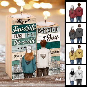My Favorite Place Is Next To You - Gift For Couples - Personalized Candle Holder.