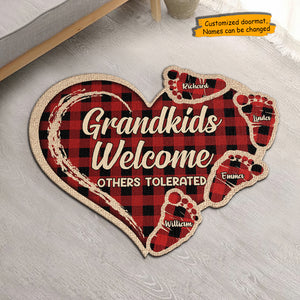 Grandkids Welcome Others Tolerated - Personalized Shaped Decorative Mat - Gift For Grandma