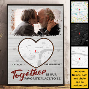 Together Is Our Favorite Place - Personalized Vertical Poster - Upload Image, Gift For Couples, Husband Wife