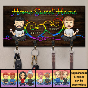 Home Sweet, You And Me - Personalized Key Hanger, Key Holder - Gift For Couples, Husband Wife