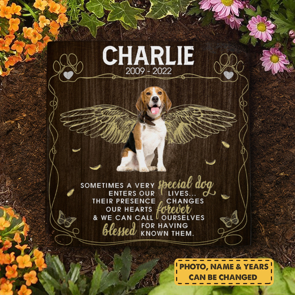 Their Presence Changes Our Hearts Forever - Personalized Memorial Stone, Pet Grave Marker - Upload Image, Memorial Gift, Sympathy Gift