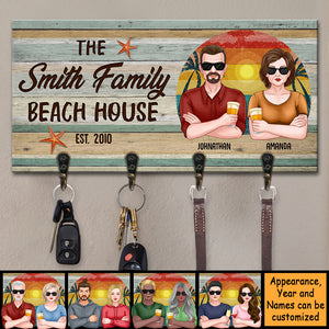 The Family Beach House - Personalized Key Hanger, Key Holder - Gift For Couples, Husband Wife