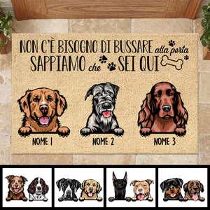 Non C'è Bisogno Di Bussare Alla Porta Italian - Funny Personalized Dog Decorative Mat.