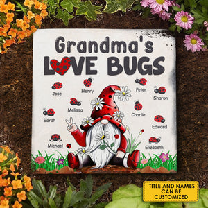 Les insectes amoureux de grand-mère - Pierre de jardin personnalisée - Cadeau pour grand-mère et grands-parents