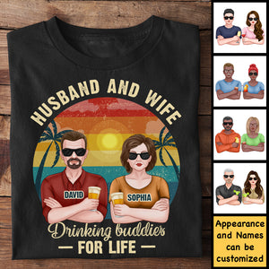 Husband Wife Drinking Buddies For Life - Gift For Couples, Husband Wife - Personalized T-shirt, Hoodie