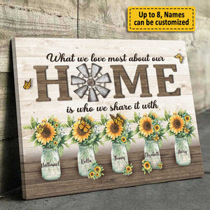 What We Love Most About Our Home - Personalized Horizontal Canvas - Gift For Couples, Husband Wife