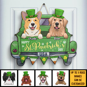 Happy St. Pawtrick's Day - Gift For Dog Lovers, St. Patrick's Day, Personalized Shaped Wood Sign.
