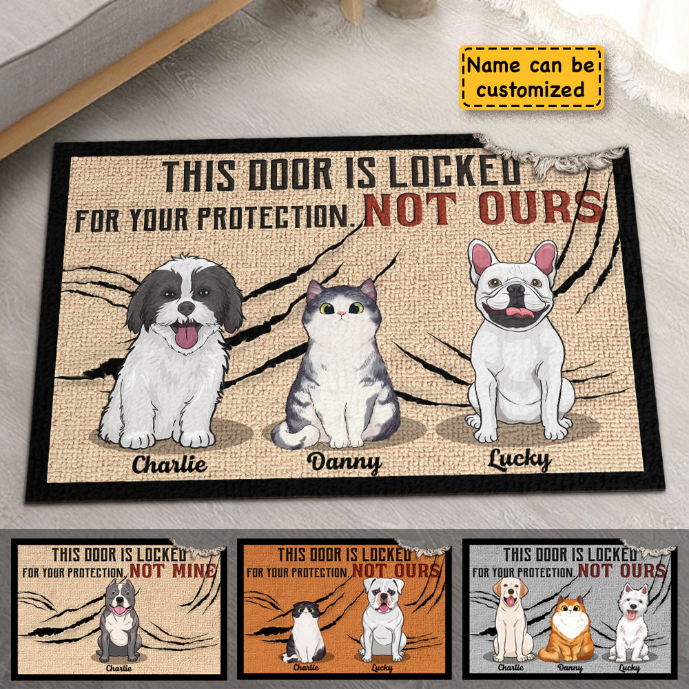 This Door Is Locked For Your Protection - Personalized Shaped Decorative Mat - Gift For Pet Lovers, Pet Owners, Pet Gift