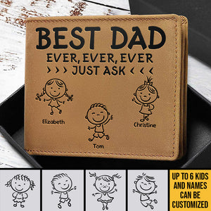Best Dad Ever Just Ask - Personalized Bifold Wallet - Gift For Dad