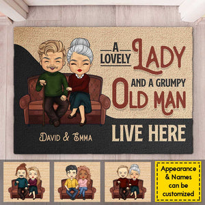 A Lovely Lady & A Grumpy Old Man - Personalized Decorative Mat - Anniversary Gifts, Gift For Couples, Husband Wife