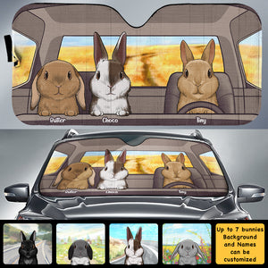 Rabbit Family - Personalized Auto Sunshade - Gift For Pet Lovers
