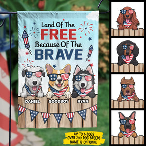 Land Of The Free, Because Of The Brave - 4th Of July Decoration - Personalized Dog Flag.