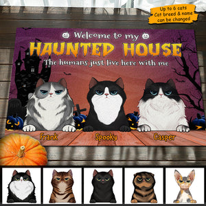 Welcome To Our Haunted House - Personalized Decorative Mat, Halloween Ideas..