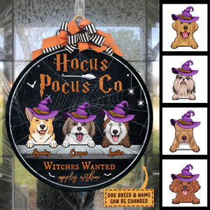 Halloween For Dogs - Hocus Pocus Co - Witches Wanted Apply Within - Funny Personalized Door Sign, Halloween Ideas.