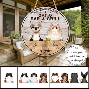 Catio Bar & Grill - Funny Personalized Cat Door Sign.
