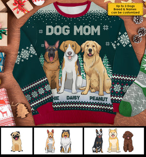 Happy Woofmas To The Best Dog Mom - Personalized All-Over-Print Sweatshirt.