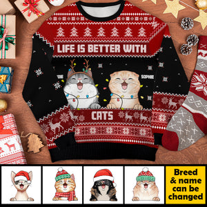 Life Is Better With Cats - Personalized All-Over-Print Sweatshirt.