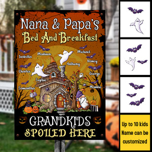 Nana and Papa's Bed & Breakfast, Grandkids Spoiled Here - Personalized Metal Sign, Halloween Ideas..