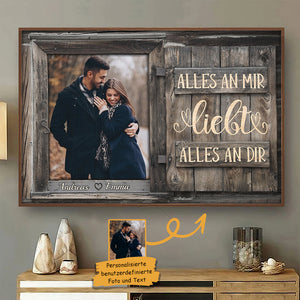 Alles An Mir Liebt Alles An Dir - Upload Image, Gift For Couples, Husband Wife - Personalized Horizontal Poster German