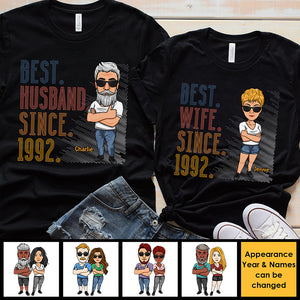 Best Husband & Wife Since - Personalized Matching Couple T-Shirt - Gift For Couple, Husband Wife, Anniversary, Engagement, Wedding, Marriage Gift