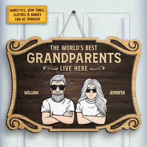 The World's Best Grandparents Live Here - Personalized Shaped Door Sign.