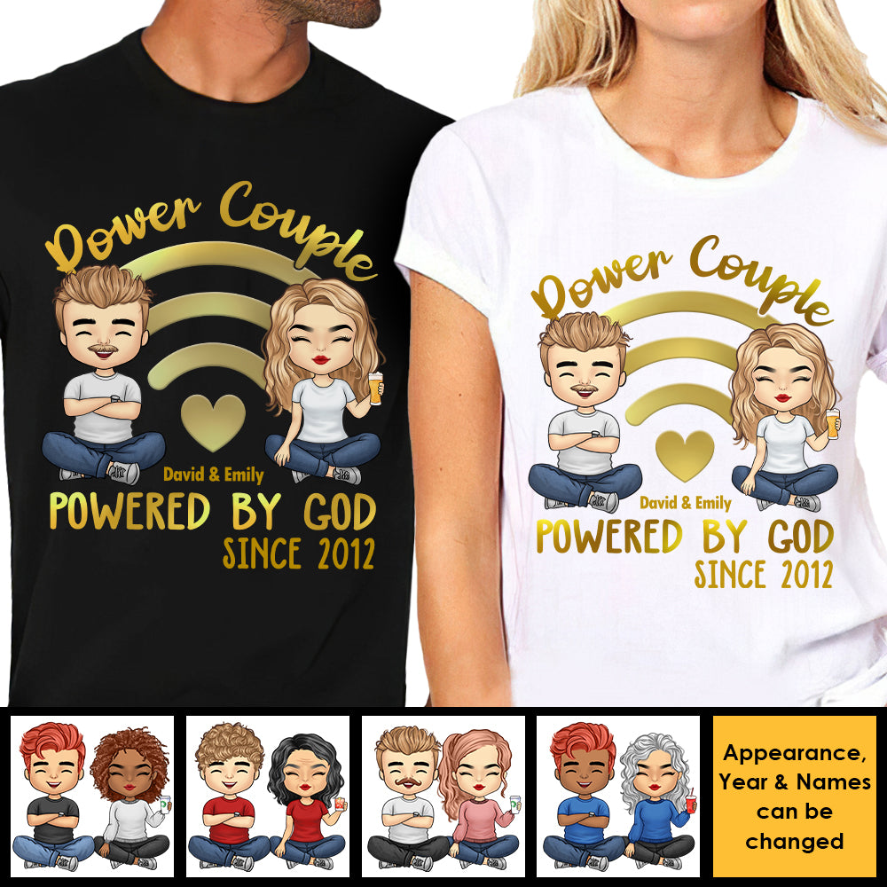 Bane låg Slået lastbil Power Couple Powered By God - Personalized Matching Couple T-Shirt - G -  Pawfect House ™