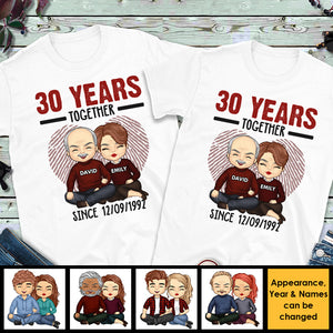 Many Years Together Since - Personalized Matching Couple T-Shirt - Gift For Couple, Husband Wife, Anniversary, Engagement, Wedding, Marriage Gift
