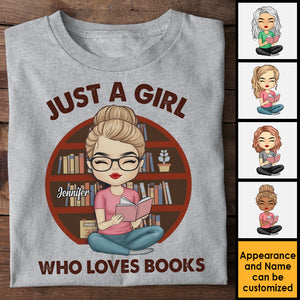 A Girl Who Loves Reading Books - Personalized Unisex T-shirt, Hoodie.