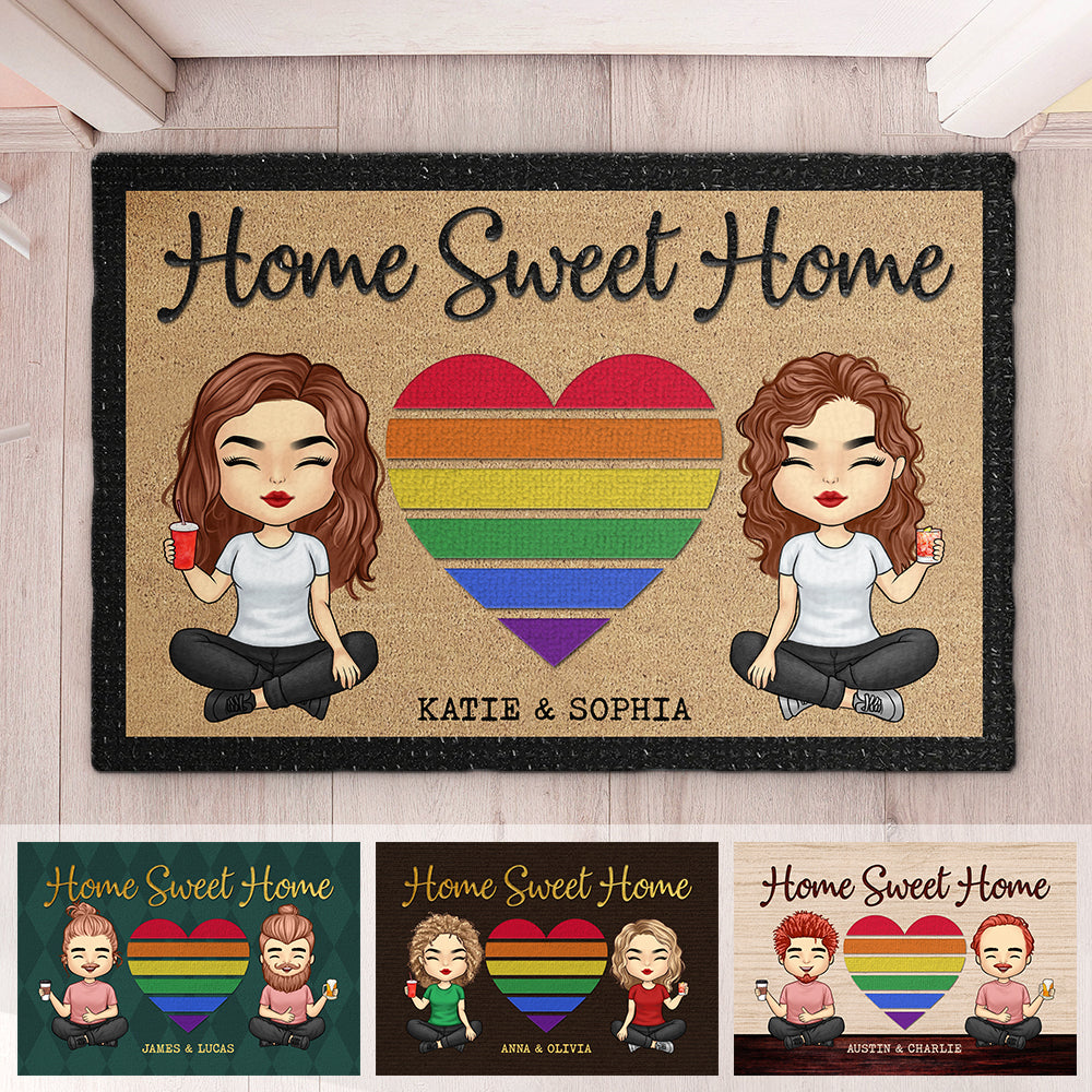 There Is No Place Like Home - Personalized Decorative Mat - Gift For Couples, Husband Wife