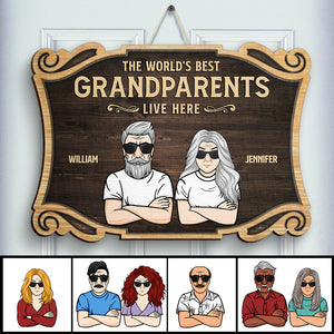 The World's Best Grandparents Live Here - Personalized Shaped Door Sign.