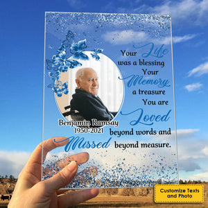 You're Missed Beyond Treasure - Personalized Acrylic Plaque - Upload Image, Memorial Gift, Sympathy Gift