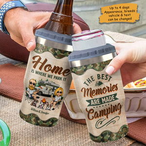 Home Is Where We Park It - Personalized Can Cooler - Gift For Couples, Gift For Camping Lovers