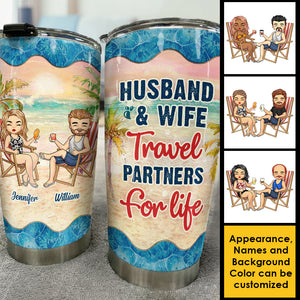 Travel Partners For Life - Personalized Tumbler - Gift For Couples, Husband Wife